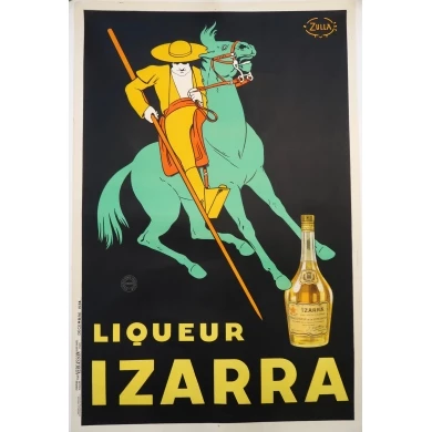Affiche ancienne originale publicitaire pour la Liqueur...