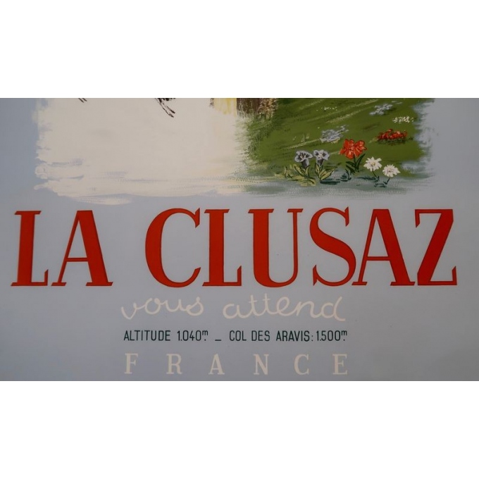 Affiche ancienne de La Clusaz de 1947 - vue 4