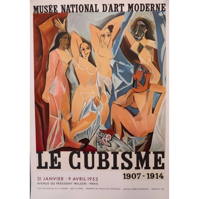 Vintage poster from 1953 from the exhibition on cubism from 1907 to 1914, Paris museum
