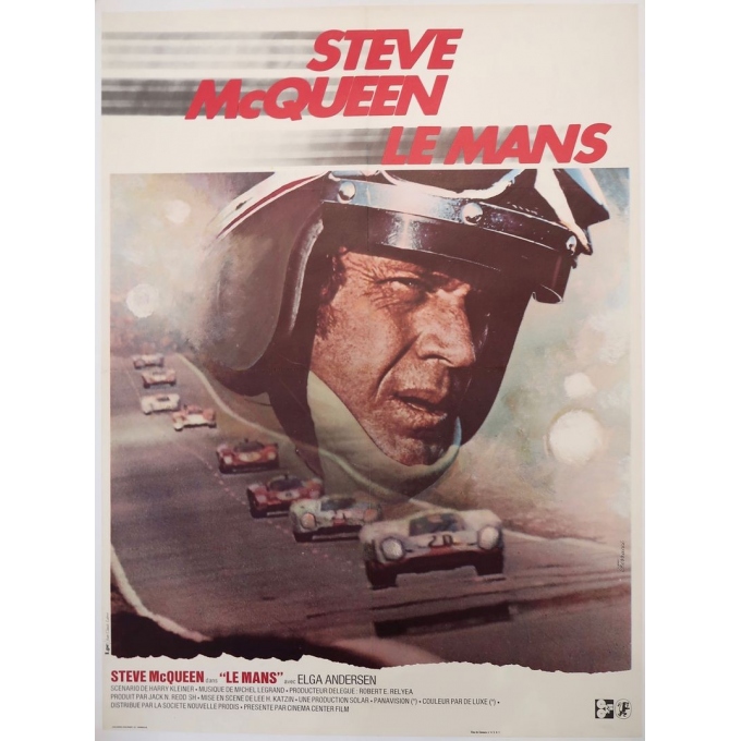 Affiche ancienne du film Steve Mc Queen Le Mans de 1971 signée par Ferracci