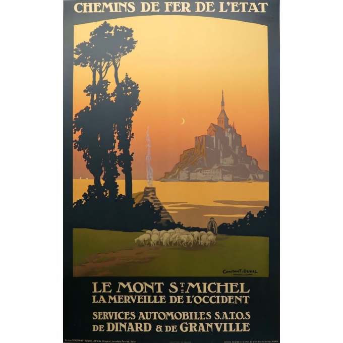 Vintage poster of Le Mont Saint Michel France -1920 - Signed by Constant Duval