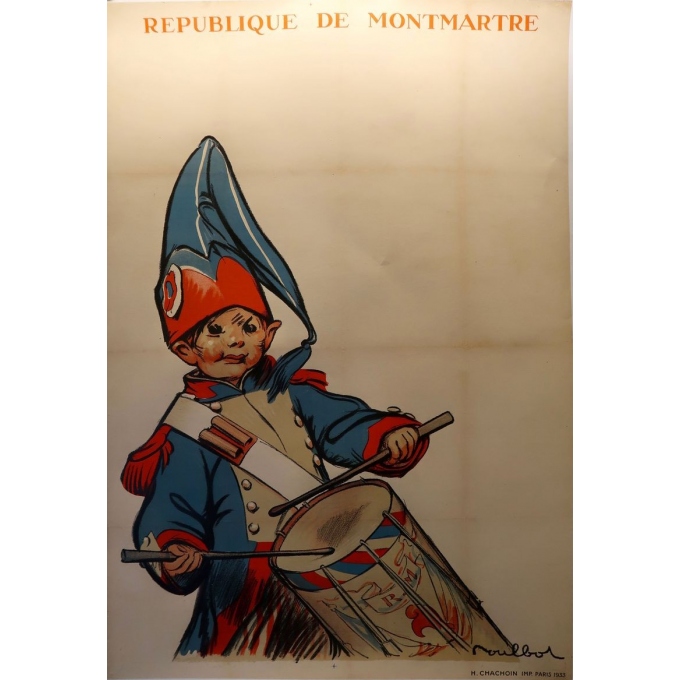 Affiche ancienne publicitaire de la République de Montmartre - 1933 - signée par Moullot - Imp. H Chachoin