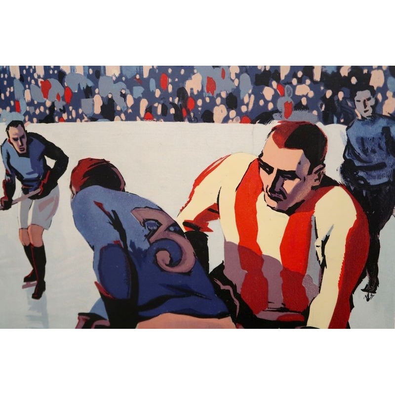 Vintage poster Chamonix Mt Blanc - 1930 world ice hockey championship - Roger Broders - 39.3 x 24.8 inches - view 6