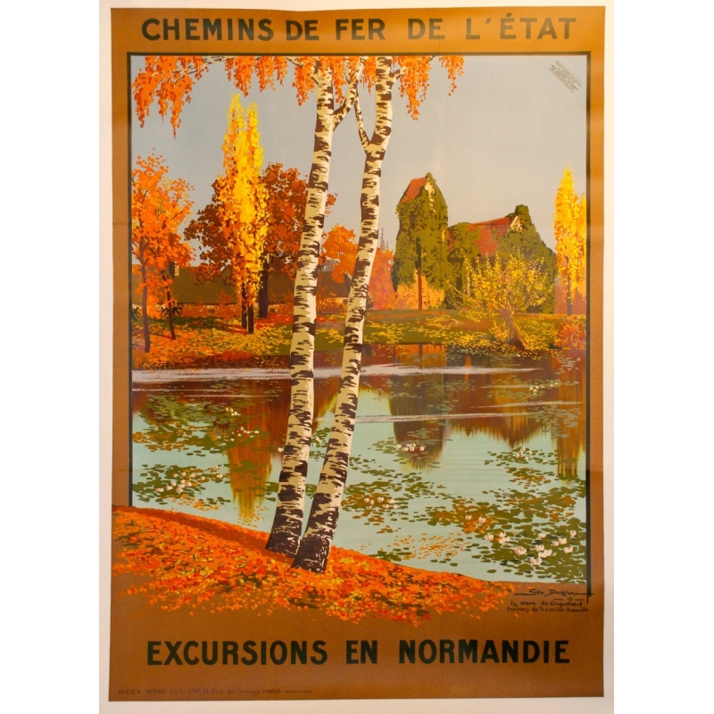 Pleasure trip to Nomandie poster signed by Geo Dorival Pleasure trip to Nomandie poster signed by Geo Dorival
