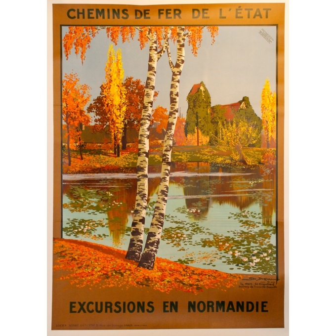 Affiche Excursions en Normandie signée de Geo Dorival