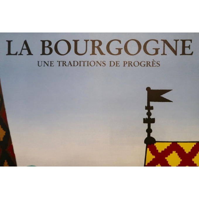 Affiche de Bernard Villemot datant de 1980, La Bourgogne. 77 x 120 cm - Vue 5