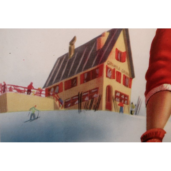 Affiche ancienne de voyage et publicité Limone Piemonte station de ski Italie - 1960 - Bertello - 69 x 98 cm - Vue 3