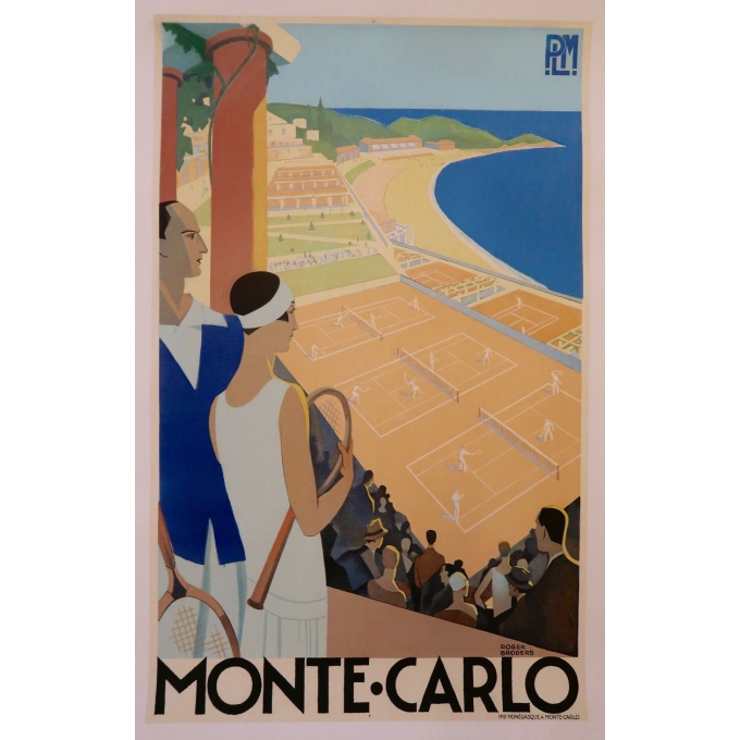 Affiche ancienne de tourisme - Roger Broders - 1930 - Monte-Carlo - 100 x 63 cm