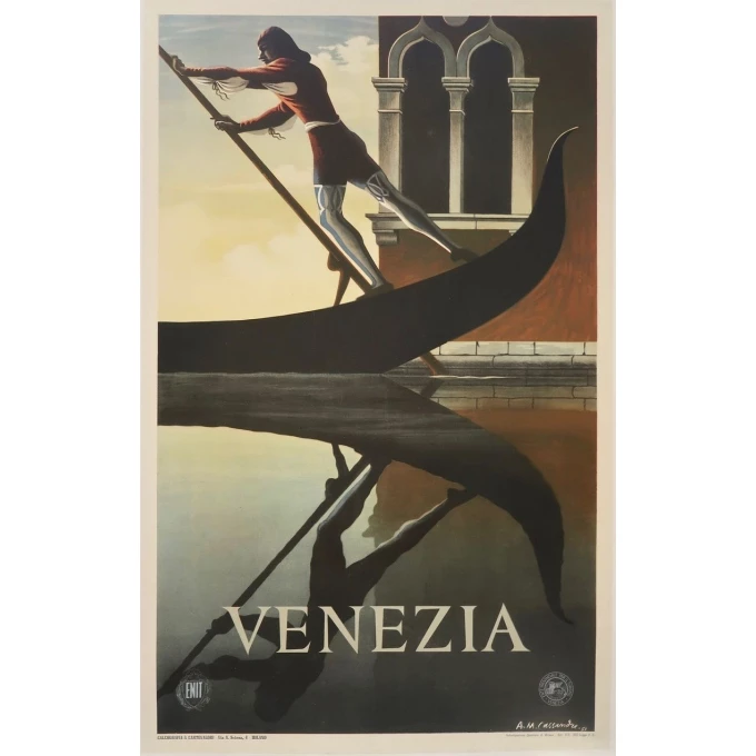 Affiche ancienne de voyage - A.M Cassandre - 1951 - Venezia - 62 x 100 cm