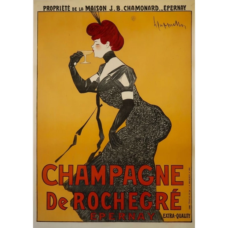 Affiche ancienne publicitaire - Leonetto Cappiello - 1902 - Champagne De Rochegré - 141 par 100 cm.