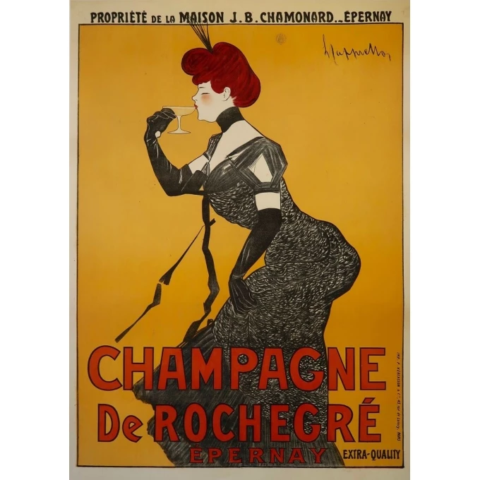 Vintage advertising poster - 1902 - Leonetto Cappiello - Champagne De Rochegré - 55.5 by 39.3 inches