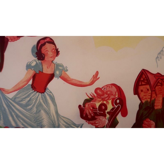 Affiche ancienne originale du film Blanche Neige et les sept nains de Walt Disney qui date de 1945 - Vue 2