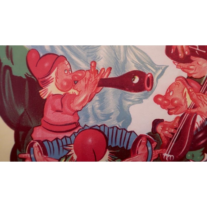 Affiche ancienne originale du film Blanche Neige et les sept nains de Walt Disney qui date de 1945 - Vue 4