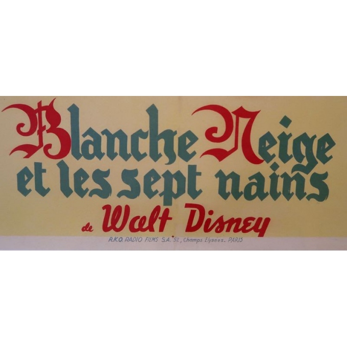 Affiche ancienne originale du film Blanche Neige et les sept nains de Walt Disney qui date de 1945 - Vue 5