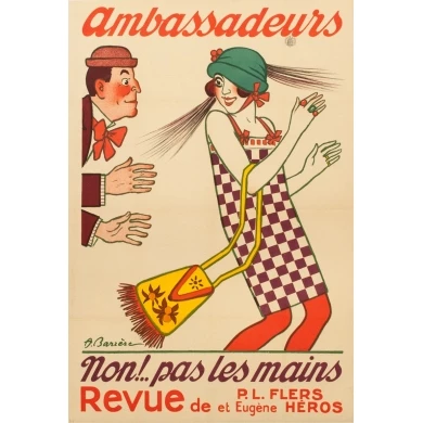 Vintage advertising poster - 1920 - Ambassadeurs - A.Barrère - 46.46 by 31.50 inches