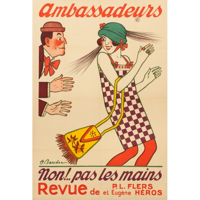 Vintage advertising poster - 1920 - Ambassadeurs - A.Barrère - 46.46 by 31.50 inches