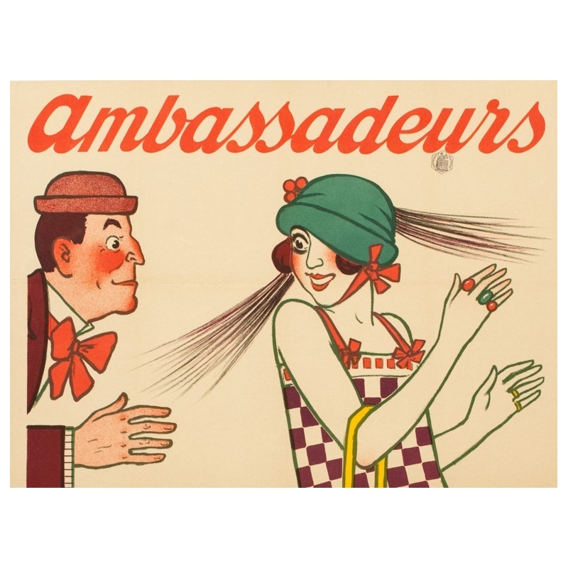 Vintage advertising poster - 1920 - Ambassadeurs - A.Barrère - 46.46 by 31.50 inches - View 4