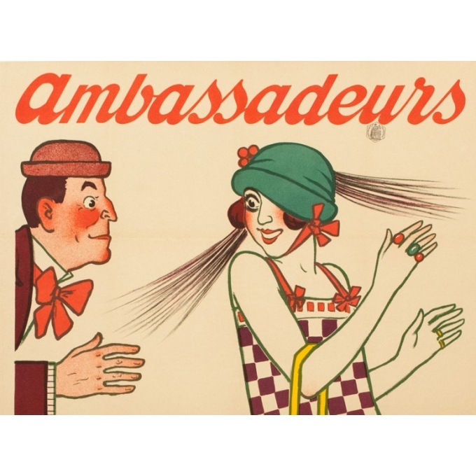 Affiche ancienne publicitaire - 1920 - Ambassadeurs - A.Barrère - 118 par 80 cm - Vue 4