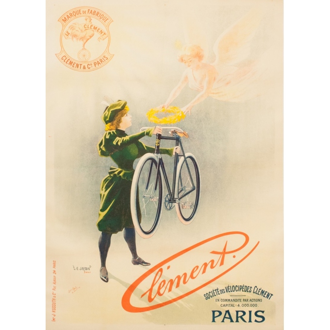 Affiche ancienne publicité - L.E Jardon - 1896 - Clément - 126 par 91 cm