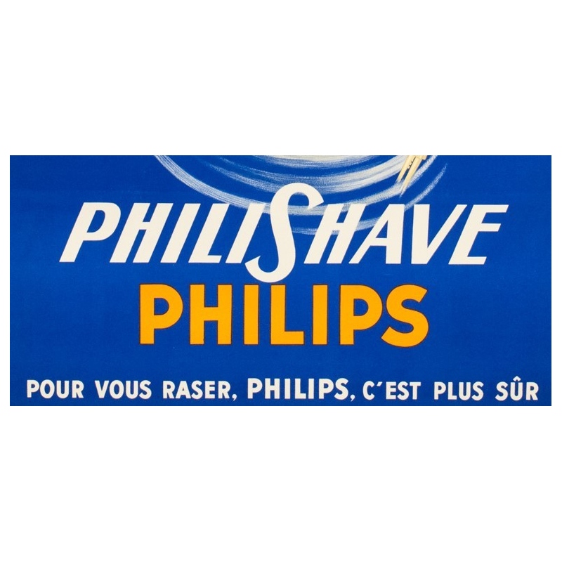 Affiche ancienne de publicité - Philips Philishave - 1955 - Eric - 116 par 77 cm - Vue 3