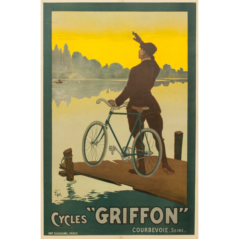 Affiche ancienne de publicité cycles Griffon - 1900 - Thor - 116.5 par 77 cm