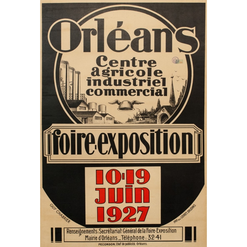 Vintage poster fair exhibition Orléans 1927 - Guy Chabrier - 45.67 by 31.10 inches