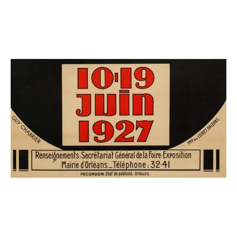 Vintage poster fair exhibition Orléans 1927 - Guy Chabrier - 45.67 by 31.10 inches - view 3