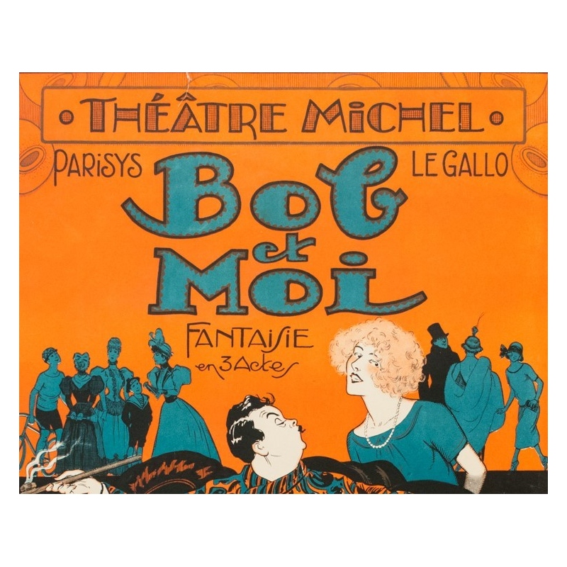 Vintage poster for the theater play - Bob et Moi - Clérice Frères 1924 - 46.85 by 30.91 inches - View 2