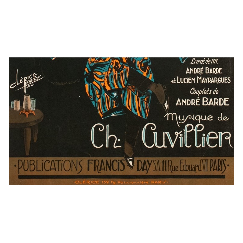 Vintage poster for the theater play - Bob et Moi - Clérice Frères 1924 - 46.85 by 30.91 inches - View 3