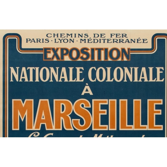 Affiche ancienne de l'exposition nationale coloniale à Marseille - 1922 - 107.5 par 76.7 cm - Vue 2