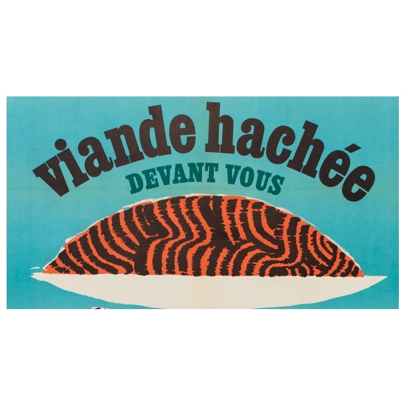 Vintage advertising poster - viande hachée - G.C Rousseau - 1955 - 44.49 by 31.30 inches - View 2