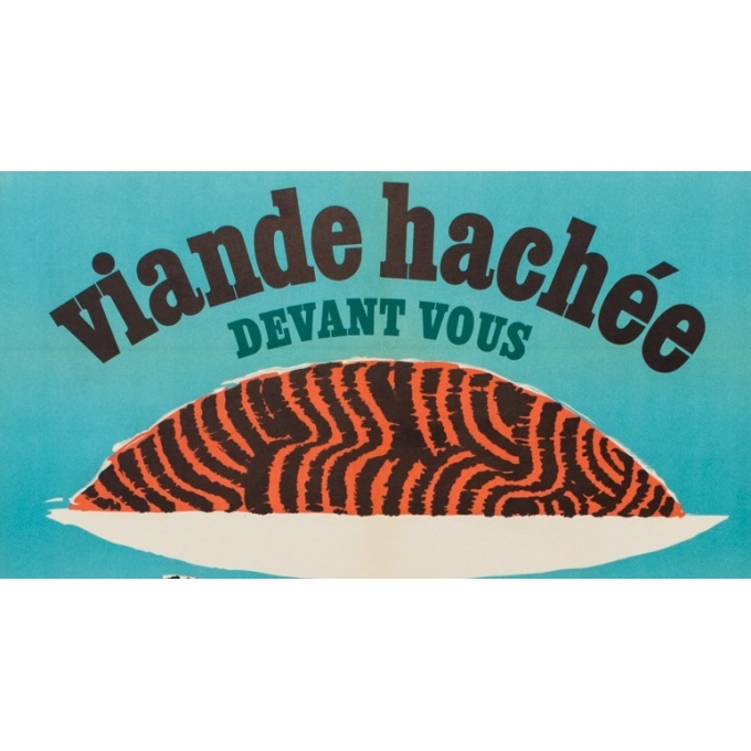 Vintage advertising poster - viande hachée - G.C Rousseau - 1955 - 44.49 by 31.30 inches - View 2