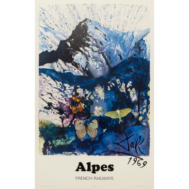 Vintage travel poster by Dali 1970 Alpes French Railways