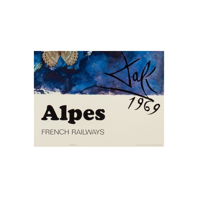 Vintage travel poster - Dali - 1970 - Alpes French Railways - 38.98 by 24.61 inches - View 3