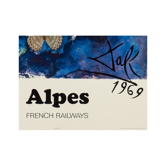 Affiche ancienne de voyage - Dali - 1970 - Alpes French Railways - 99 par 62.5cm - Vue 3