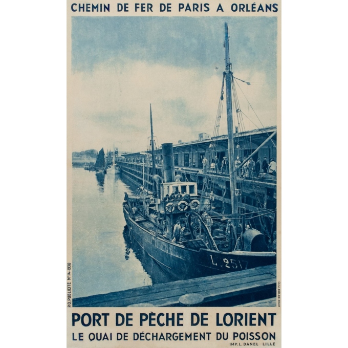 Vintage poster rail - Clichet Auclair-Melot - Port de pèche de Lorient - 38.58 by 24 inches