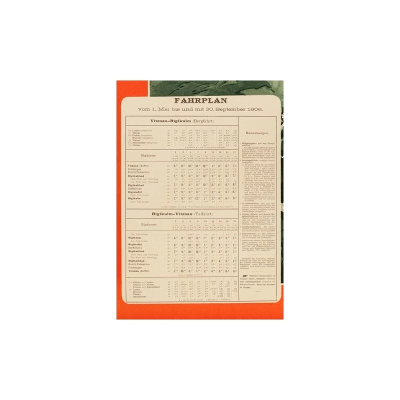 Affiche ancienne de voyage - 1906 - Rigi-Bahn - 91 par 64 cm - Vue 3