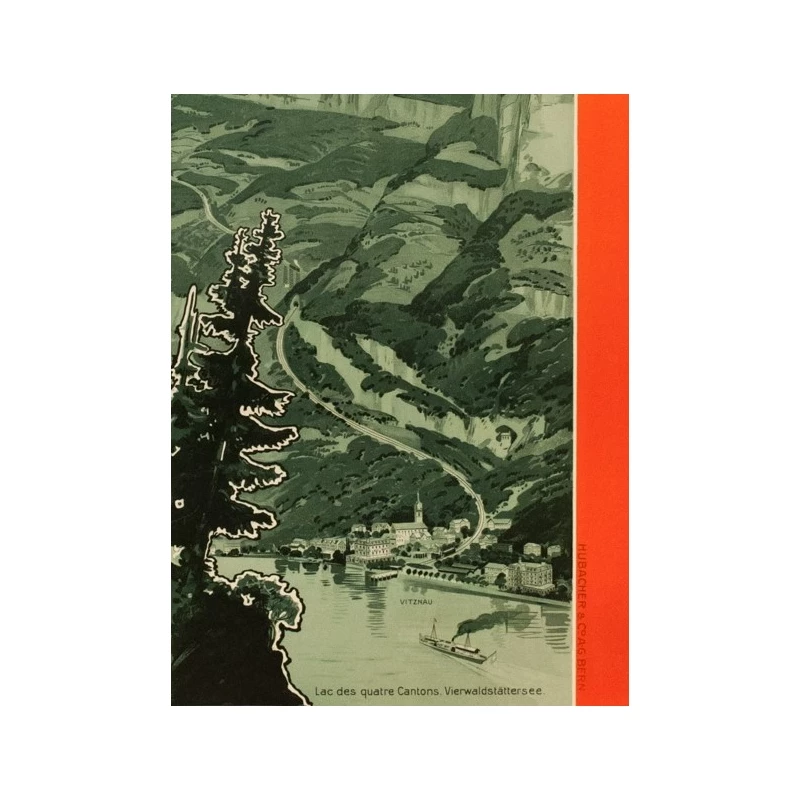 Affiche ancienne de voyage - 1906 - Rigi-Bahn - 91 par 64 cm - Vue 4