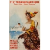 Vintage travel psoter - Albert Brenet - Cie Gle Transatlantique - 1950 - French Line