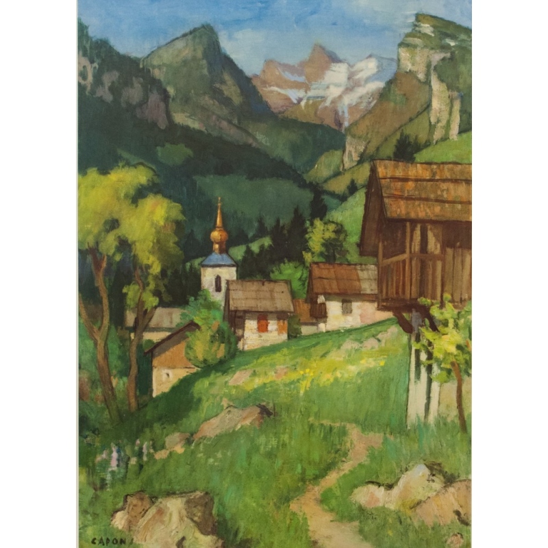 Affiche ancienne de voyage - Alpes - SNCF - Capon - 1956 - 100 par 62 cm - Vue 2