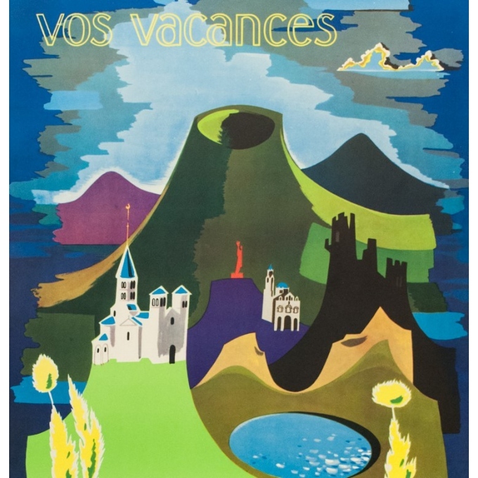 Vintage french travel poster - J.Ravel - 1960 - Auvergne - 39.96 by 24.41 inches - view 2 Vintage french travel poster - J.Ravel - 1960 - Auvergne - 39.96 by 24.41 inches - view 2