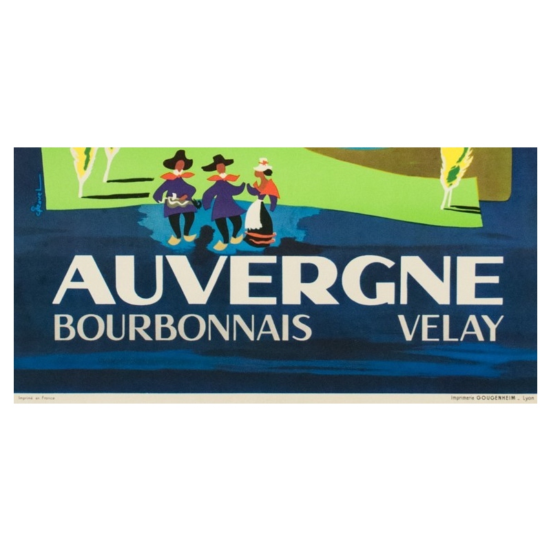 Vintage french travel poster - J.Ravel - 1960 - Auvergne - 39.96 by 24.41 inches - view 3