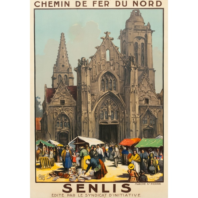 Vintage french travel poster - Charles Hallaut - 1920 - Senlis - 41.14 by 29.13 inches