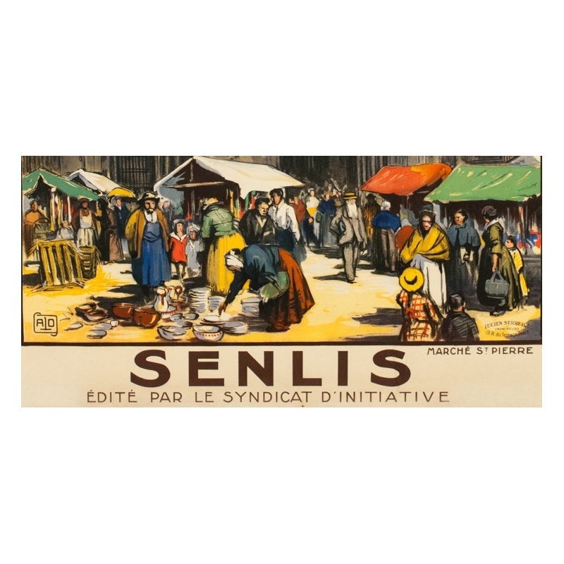 Vintage french travel poster - Charles Hallaut - 1920 - Senlis - 41.14 by 29.13 inches - view 3