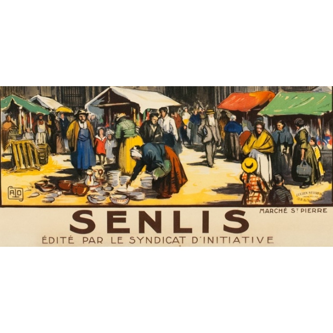 Vintage french travel poster - Charles Hallaut - 1920 - Senlis - 41.14 by 29.13 inches - view 3