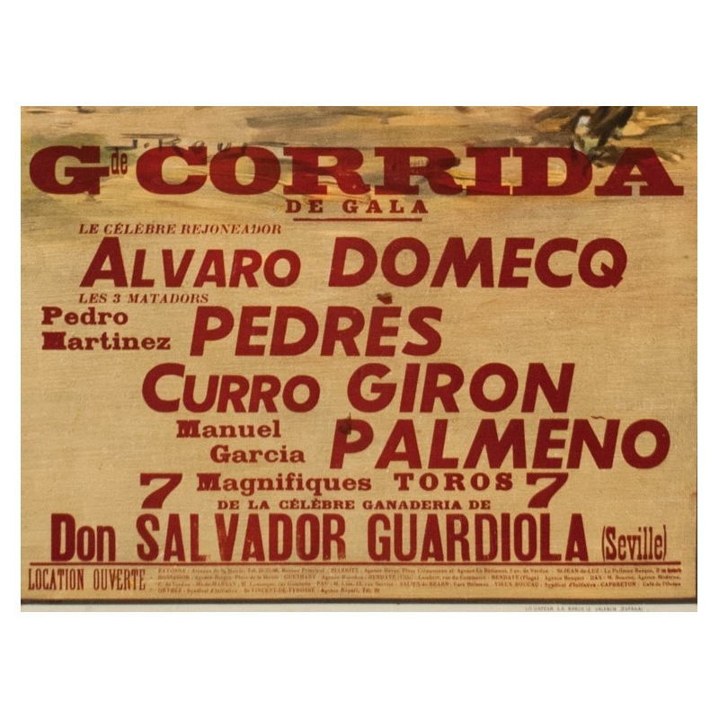 Vintage poster - J.Reuz - 1963 - Grande Corida de Gala - 41.54 by 20.67 inches - View 3