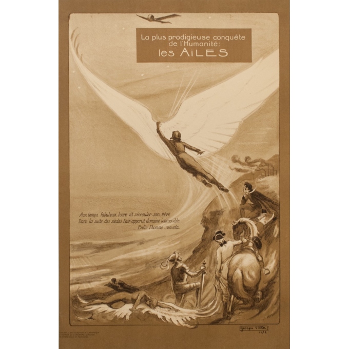 Affiche ancienne publicité - Georges Villa - 1922 - Les Ailes - 114.5 par 75 cm