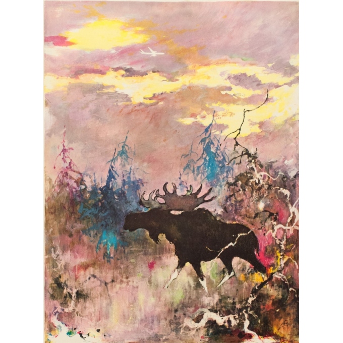 Vintage travel poster - SAS - Moose - Nielsen - 1965 - 39.37 by 25 inches - View 2