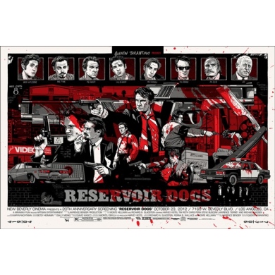 Affiche sérigraphie Tyler Stout - Reservoir dogs. Elbé Paris.