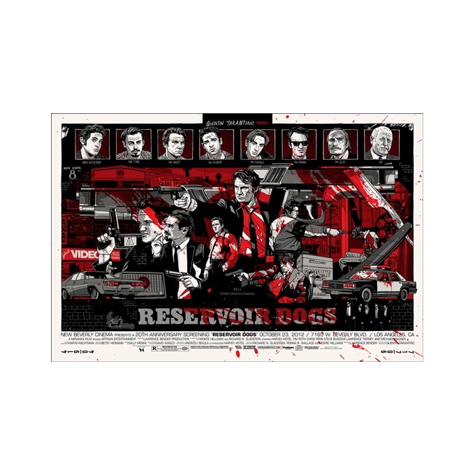 Affiche sérigraphie Tyler Stout - Reservoir dogs. Elbé Paris.